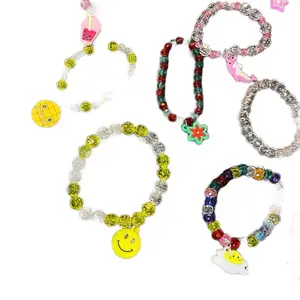 Colorful Beaded Bracelet for Kids and Adults with Smiley Face Charms and Star Accents