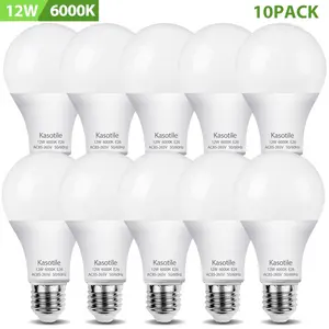 Kasotile 12W A21 LED Light Bulb, E26/E27 Base, 6000K Daylight White/3000K WarmWhite, 1050 Lumens, Non-Dimmable, AC 85-265V High Brightness, No Flicker, Frosted Lamp(10 Pack)