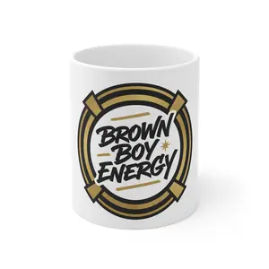 Brown Boy Energy Ceramic Coffee Mug - 11oz Drinkware, Washable Kitchen Drink Mug