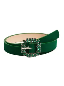 Women's Fashion Velvet Belt with Crystal Buckle, Wide Waistband for Dresses Jeans Parties Weddings Mother's Day Gift, Wide Strap, Stylish Belts, Statement Belts