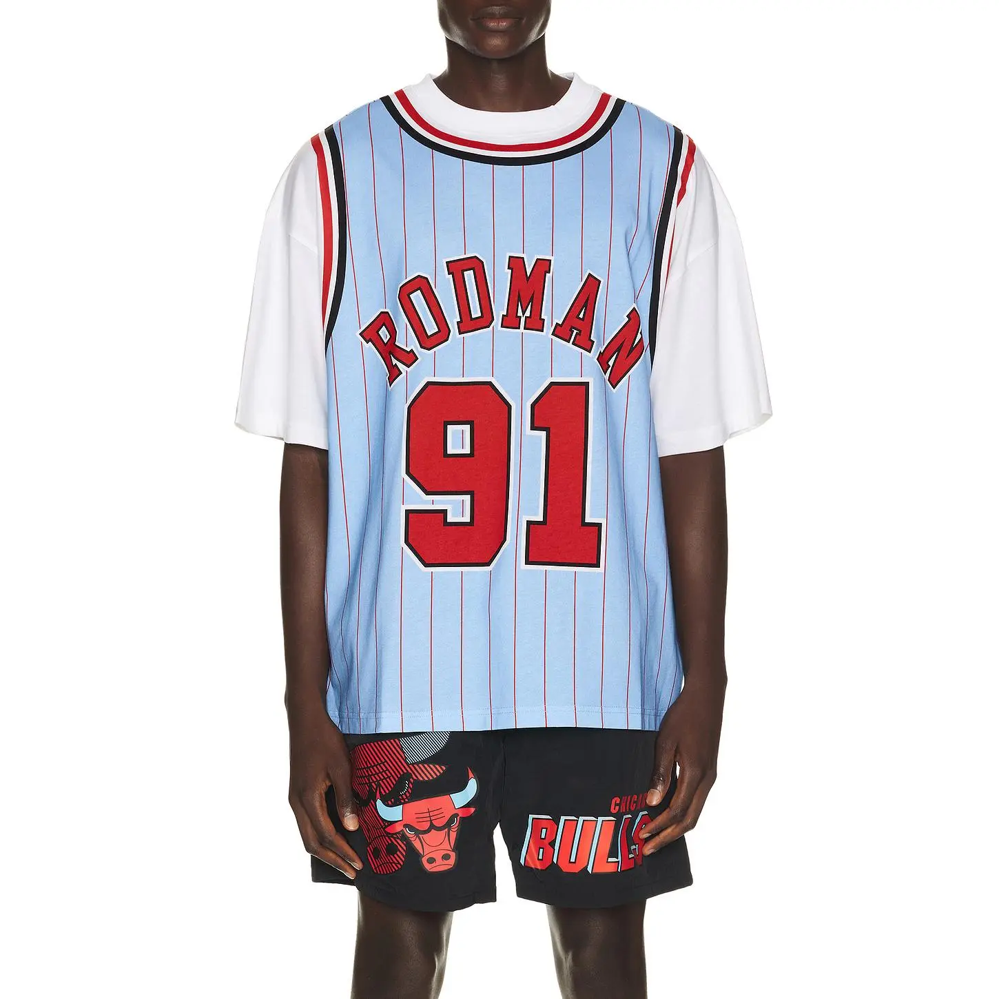 Mitchell & Ness NBA Dennis Rodman Best in Class Short Sleeve Jersey in Light Blue
