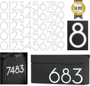 3 inch Reflective Mailbox Numbers Sticker (0-9, 5 Sets) Modern Number Vinyl  Number Self Adhesive Sticker for Signs, Door, , , Home, Business, Address Number