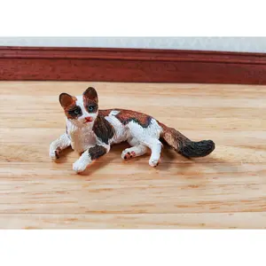 Dollhouse Calico Cat Lying Down 1:12 Scale (Large) Miniature Kitty Pet