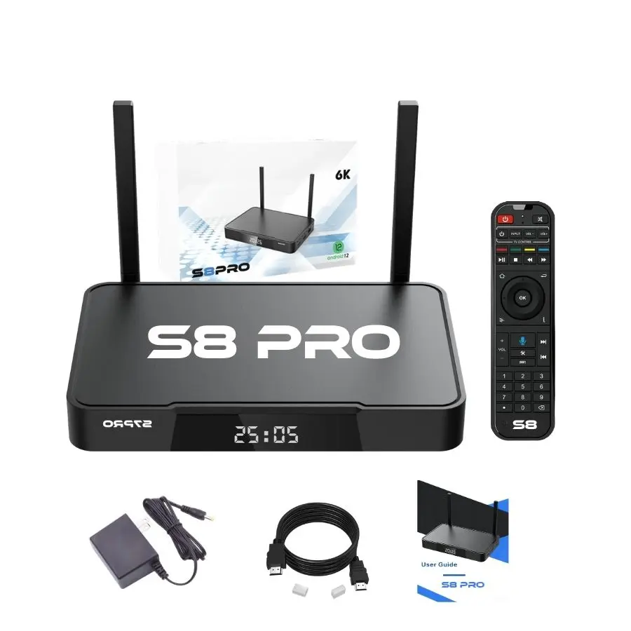 S8 MAX/S8 PRO/S8 ULTRA/S8PLUS 6K HD Android Box with Voice Remote for Home Entertainment