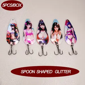 5-Piece Lure Spoon Set, Fishing Lures, Realistic Bait Design, Single Concave Shape, Ideal for Bass Fishing, Durable Fish Attractant