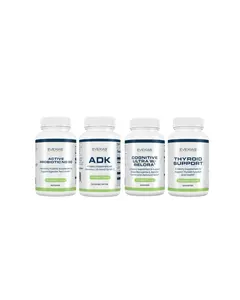 Evexias Thyroid Support Bundle:  Active Probiotic ND 50 + ADK + Cognitive Ultra w/Relora + Thryroid Support Vitamin Supplement Pack Healthcare Fitness Dietary Edible Healthy