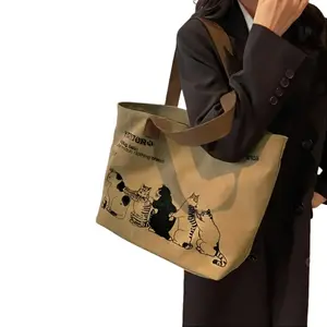 Women's Zipper Canvas Tote Bag, Spacious Durable Classic Shoulder Bag for Work, School & Daily Wear
