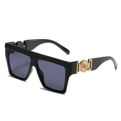 1pc Cool Chic Bold Classic 70s-90s Style Men's Oversized Vintage Studded Black Plastic Full-Rim Thick Frame Sunglasses, Easy to Style, Ideal for Beach, Outdoor Activities, Summer Accessory for Social Media Influencers, Cool Men's Sunglasses, Chic Style Me