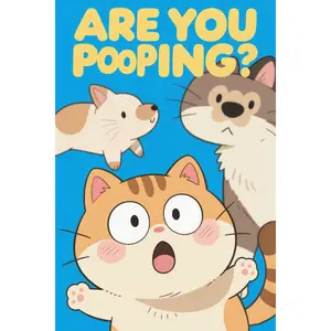 Modern Metal Tin Sign 8x12 Inch Bathroom Decor Poster with Animal Image for Modern Bathrooms Durable Rust Resistant Design —— ARE YOU POOPING？