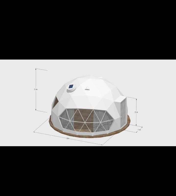 OED Glamping N CAMPING 5M Luxury Geodesic Glamping Dome. Waterproof Double-Zipper Tunnel Tent