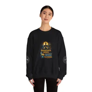 Awakened Minds meditation graphic Sweatshirt | Heal Your Mind back logo
