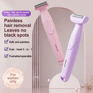 Women's Electric Bikini Trimmer 3-in-1 Rechargeable Shaver Razor for Body Face & Nose Hair Removal Painless Grooming Solution