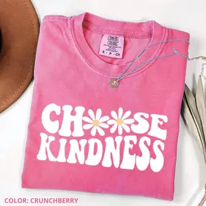 Comfort Colors Choose Kindness T-Shirt, Cute Back To School Crewneck, Be Kind Teacher Appreciation Gift, Daisy T-shirt, Cotton T-Shirt