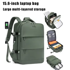 Simple multi-compartment business laptop travel bag, unisex, casual design, lightweight zipper luggage backpack with shoe compartment, preppy style backpack, large capacity youth backpack, high school and middle school student backpack,
