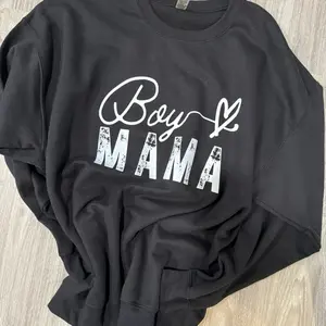 Gildan Unisex XL Black Boy Mom Crewneck Sweatshirt with Unique Design for Boy Mama
