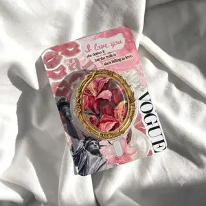 Vintage Gold Mirror Phone Grip, Oil Painting Floral Phone Stand, Antique Baroque Frame Griptok, Retro Magazine Collage Coquette Phone Holder Loop