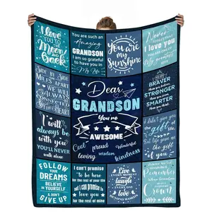 1pc A blanket gift from grandparents to their grandson, a birthday gift for the grandson, a soft and comfortable blanket, a graduation Christmas gift for the grandson, a flannel blanket, Decorative Giftable Blankets