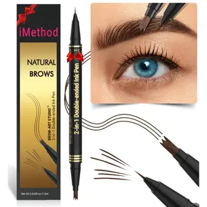 iMethod Eyebrow Pencil - Brow Pencil 2-in-1 Dual-Ended Eyebrow Pen with 3-Prong Micro-Fork-Tip Applicator and Precise Brush-Tip Create Natural-Looking Brows, Stay on All Day, Light Brown