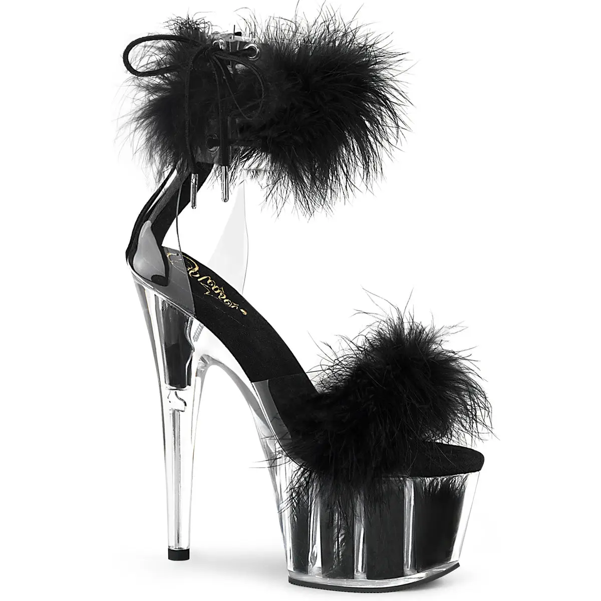 Pleaser Adore-724F Women's Classy Elevated Sandal - 7" (178mm) Chunky Heel Platform Shoe with Laces, Fashion Footwear for Casual Outings, Casual Trendy Sandals, Fashionable Casual Sandals
