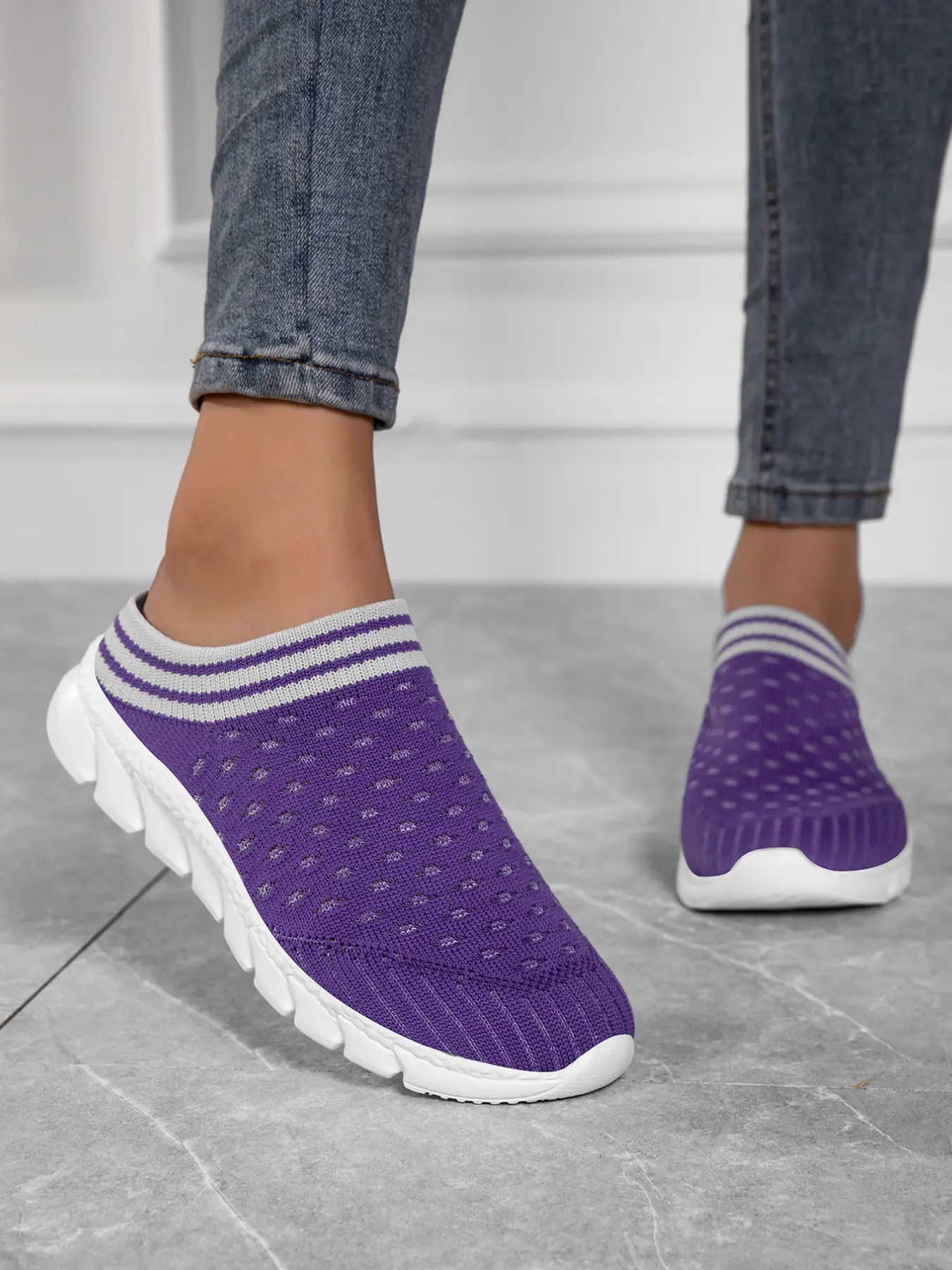 Women's Crochet Summer Outdoor Sneakers, Breathable Mesh Running Fitness Shoes, Unisex Couple Slip-On Anti-Slip Training Shoes