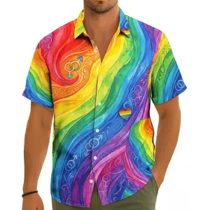 LGBTQ+ Pride Hawaiian Shirt, Rainbow Gender Symbols Shirt, Pride Parade Aloha Shirt, Vibrant LGBTQ+ Vacation Shirt