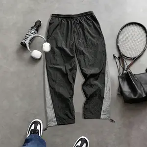 Men’s Straight-Leg Jogger Pants, Spring/Autumn, One-Length Design for Two Wear Styles, Trendy High-Street Casual Loose Athletic Long Pants