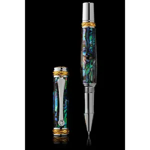 Tycoon Signature Blue Abalone Shell Rollerball Pen