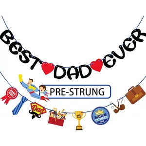Fathers Day Decorations - Best Dad Ever Banner Happy Fathers Day Banner Garlands Decor for Wall, Dad Birthday Party Supplies Favors, Día del Padre Decoración