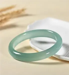 Natural Green Agate Bangle Bracelet for Women