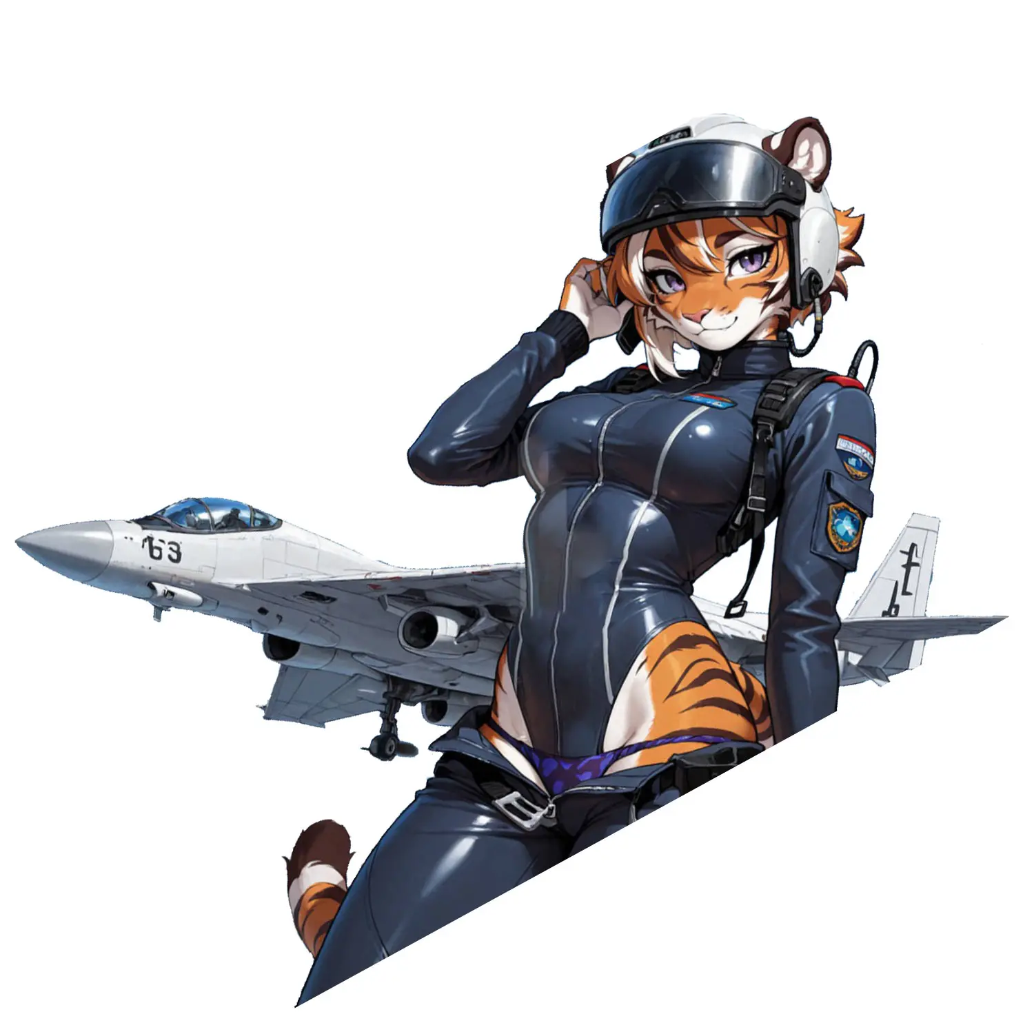 Anime Tiger Pilot Girl Sticker, Fighter Jet Aesthetic Character Decal, Cool Aviation Style Graphic Art, Laptop Phone Water Bottle Decor, Gift For Anime Fans