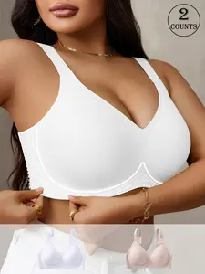 2pcs plus size women sports bra with lift support and anti-sagging high stretch straps adjustable hook & eye closure ideal for yoga and gym