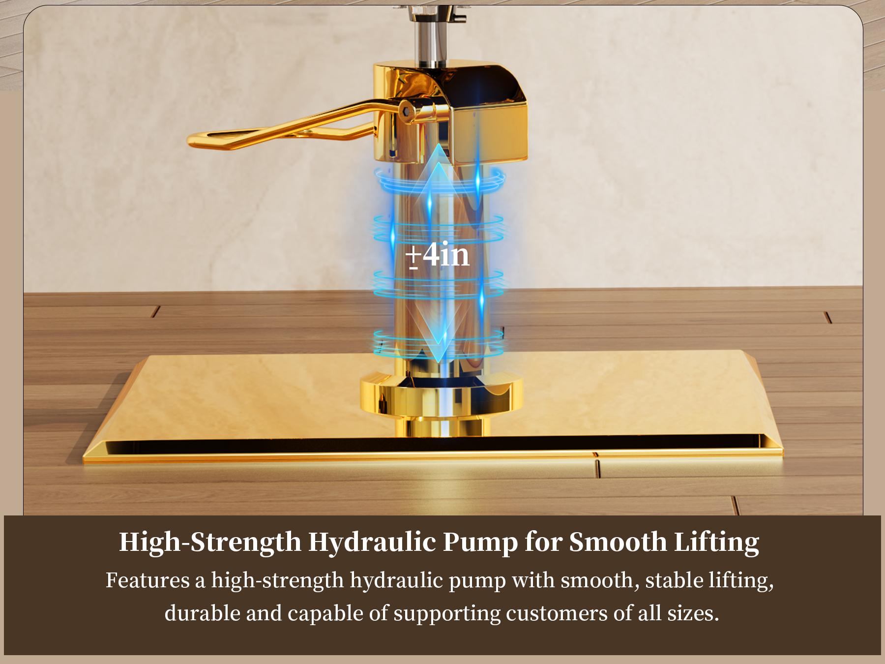 Baasha Luxury Black & Gold Salon Chair | Thick Memory Foam Cushion | 330lbs Heavy Duty | 360° Swivel & Adjustable Height | Ergonomic Fit for Stylist 5’0”-5’8” | Premium PU Leather Professional Hair Styling Chair