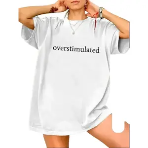 Unisex Graphic Tee, Casual Letter Print Drop Shoulder Half Sleeve Round Neck T-Shirt , Fashion Women's Top for Daily Wear