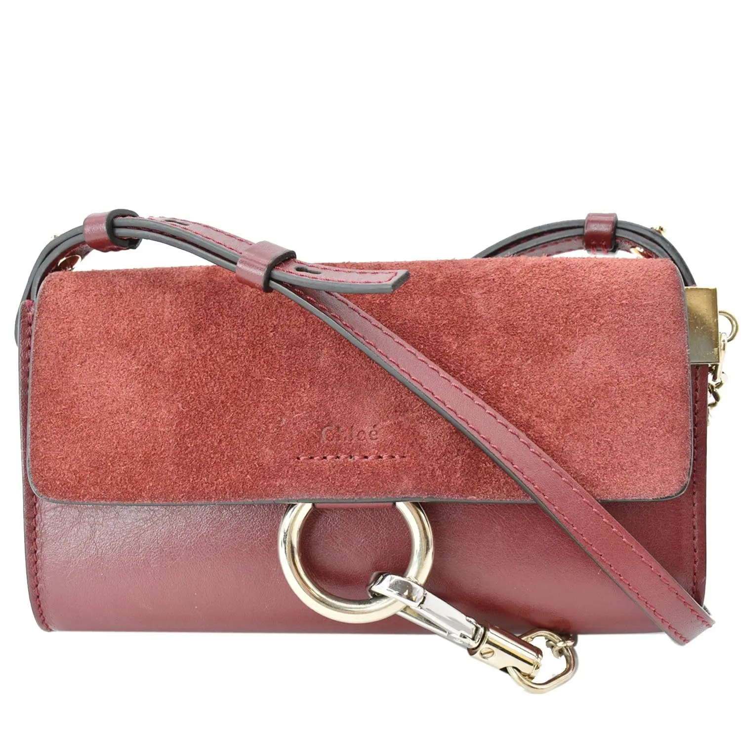 Pre-owned Chloé Leather Shoulder Bags Chloe Mini Faye Suede Calfskin Shoulder Bag Red