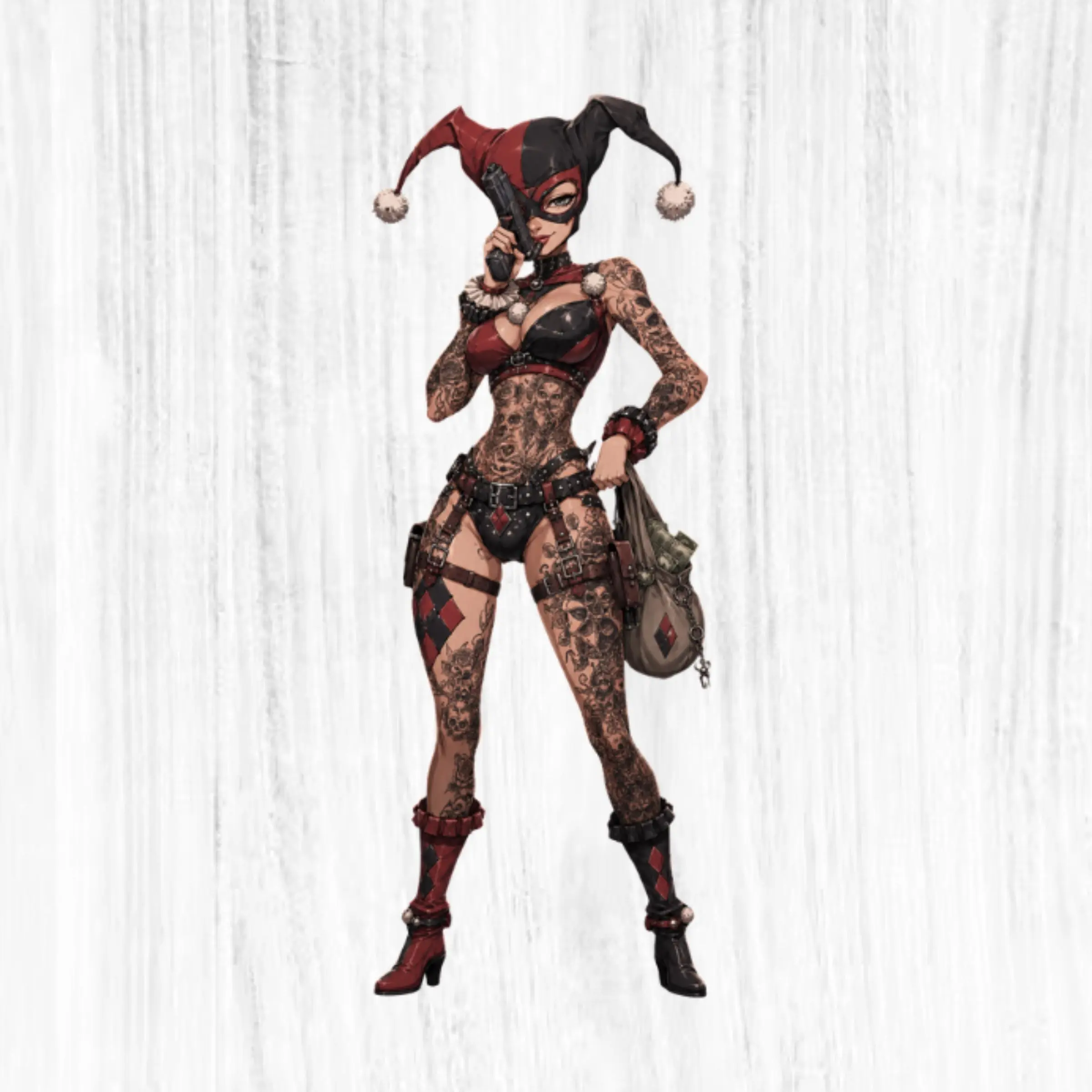 Harle Tactical Girl Sticker, Tattoo Joker Waifu Vinyl Decal for Laptop, Car Window, Helmet, Toolbox, Waterproof Gift