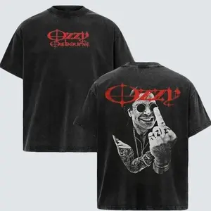 Vintage Ozzy OsBourne Middle Finger T-Shirt 2 Sided , Ozzy OsBourne tshirt ,Music Graphic Tee, Rock Band Shirt, Retro Music Tee, Rock Music Lover Shirt, Vintage Band Shirts Casual Comfort Cotton Fabric Fit Top , Top Men's and Women's Clothing 82K