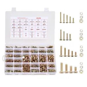 【Summervibes】VEVOR 906 Pcs Bolts and Nuts Assortment Kit, Metric Machine Screws and Flat Washers, Alloy Steel M4/M5/M6/M8 Multiple Size, for Equipment Assembly, Vehicle Grade 8.8 Gold-Plated Galvanized