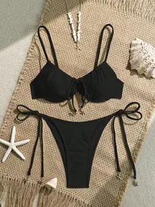 2026 Latest Two-Piece Bikini Set, Sexy Halter Top with Steel Cup Soft Padding, Star Pendant, All Seasons Fashion, Halter Bikini Swimsuit, Halter Neckline, Steel Cup Support, Tropical Theme, Halter Bikinis Set