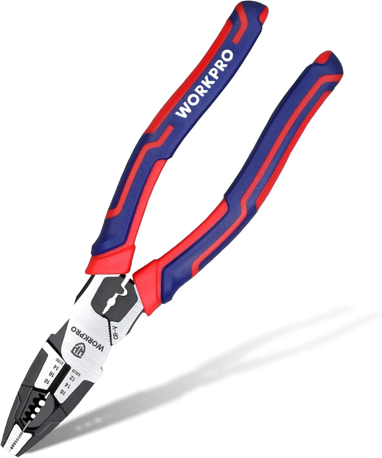 6-in-1 Linesman Pliers with Wire and Stripper, 8 Inch Multipurpose Combination Pliers, CRV Hand Tool Plier for Twisting Cutting Wires and Clamping Screws.