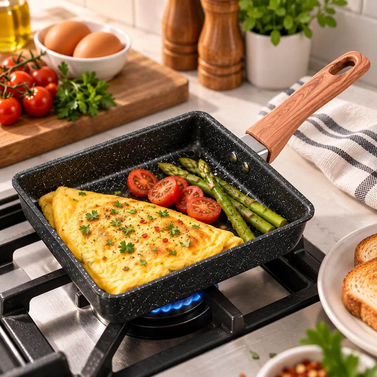 7.8-Inch Non-Stick Square Frying Pan with Handle