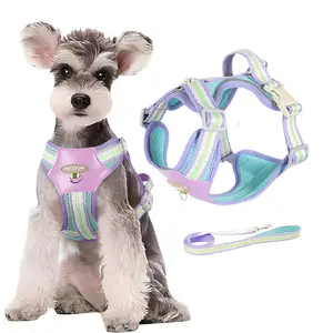 For 3lbs to 25lbs dogs and cats Small dogs Dog Harness with Reflective Strips & Breathable Mesh - No-Pull Vest for Small Dogs, Step-in Design Includes Leash. Adjustable Reflective Puppy Harness