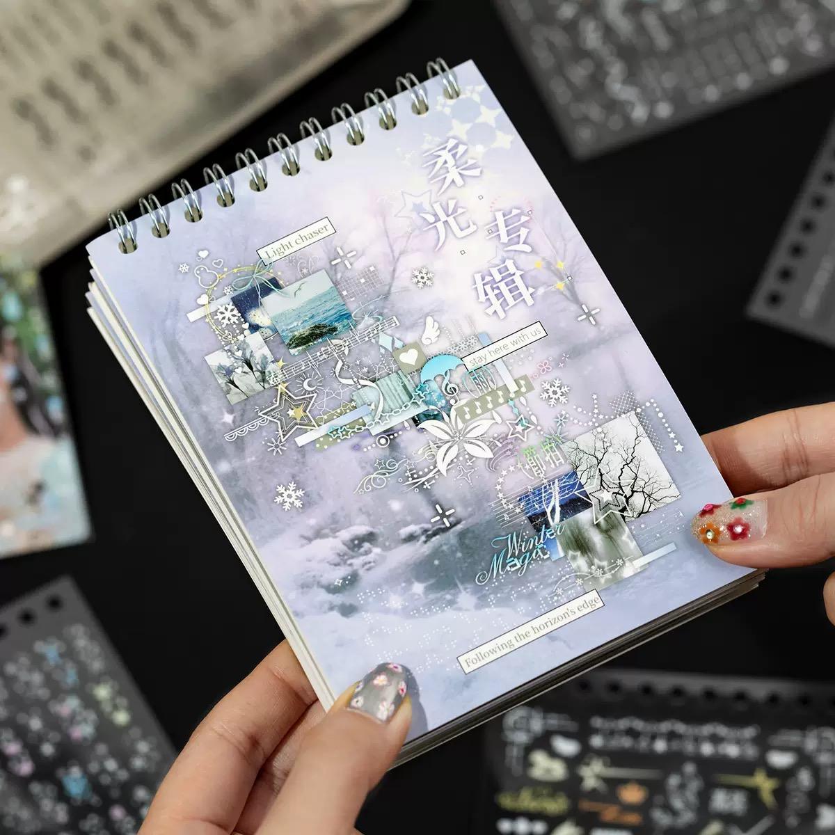 New Arrival 【Soft Glow Album】, PET coil die-cut sticker book with 30 pages of abundant stickers, decorative element stickers suitable for journals, laptops, suitcases and more