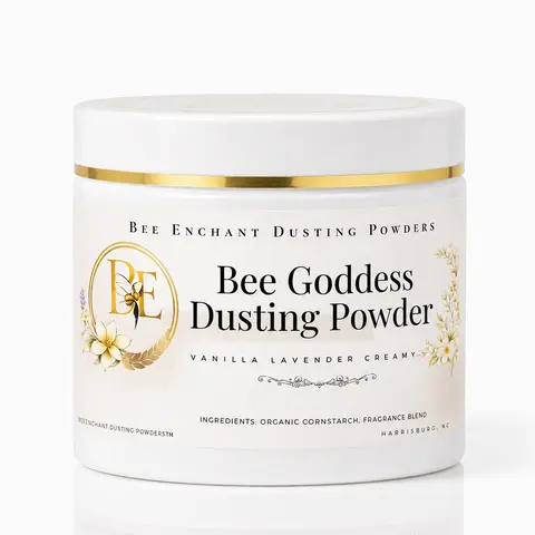 Bee Enchant’s Bee Goddess Custom Body Dusting Perfume Powder- Scented - Finely Milled powder Talc-Free Fragrance Vanilla Daily- Natural Shower Powder Cosmetic-body powder- perfume powder