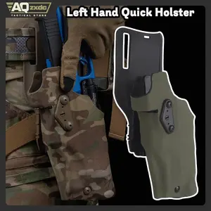 AQzxdc Outdoor Left Hand Quick Holster, Tactical Hand Drop Leg Thigh Pistol Holster  for Airsoft Glock 17 + X300 lamp