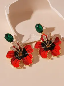 Women's 925 Sterling Silver Flower Earrings with Rhinestones, Elegant Jewelry Gift for Women, Perfect for Daily Wear & Special Occasions