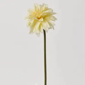 Ivory Dahlia Bloom Single Faux Floral Stem Spray - 19"