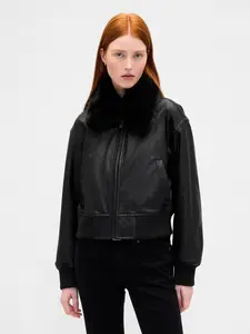 Gap Women's Vegan Leather Bomber Jacket