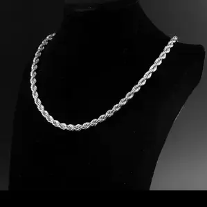 3/5/7mm stainless steel silver color twisted rope chain necklace 18-30in lengths  available
