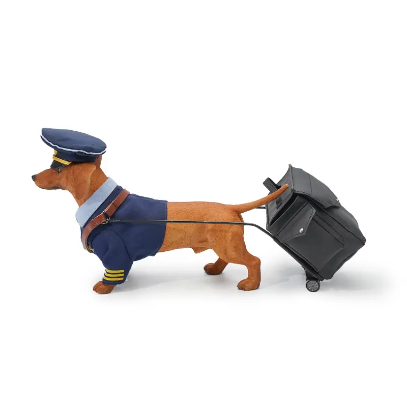 MMOS X JXK Aviator Dachshund Hound Dog Statue Resin Dog Figurine