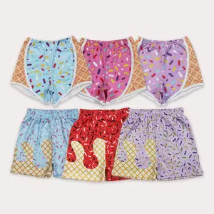 Toddler Kids' Summer Cotton Shorts - Mid-Waist, Drip Sprinkles, Stars, Ice Cream Prints, Athletic Style, 3T+ Bottoms for Boys and Girls, Kids' Clothes